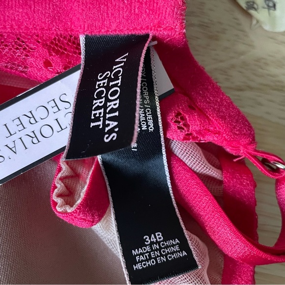 New! Victoria's Secret Pink Lace Lingerie Garter Bustier Corset Bra 35724 - Picture 10 of 11